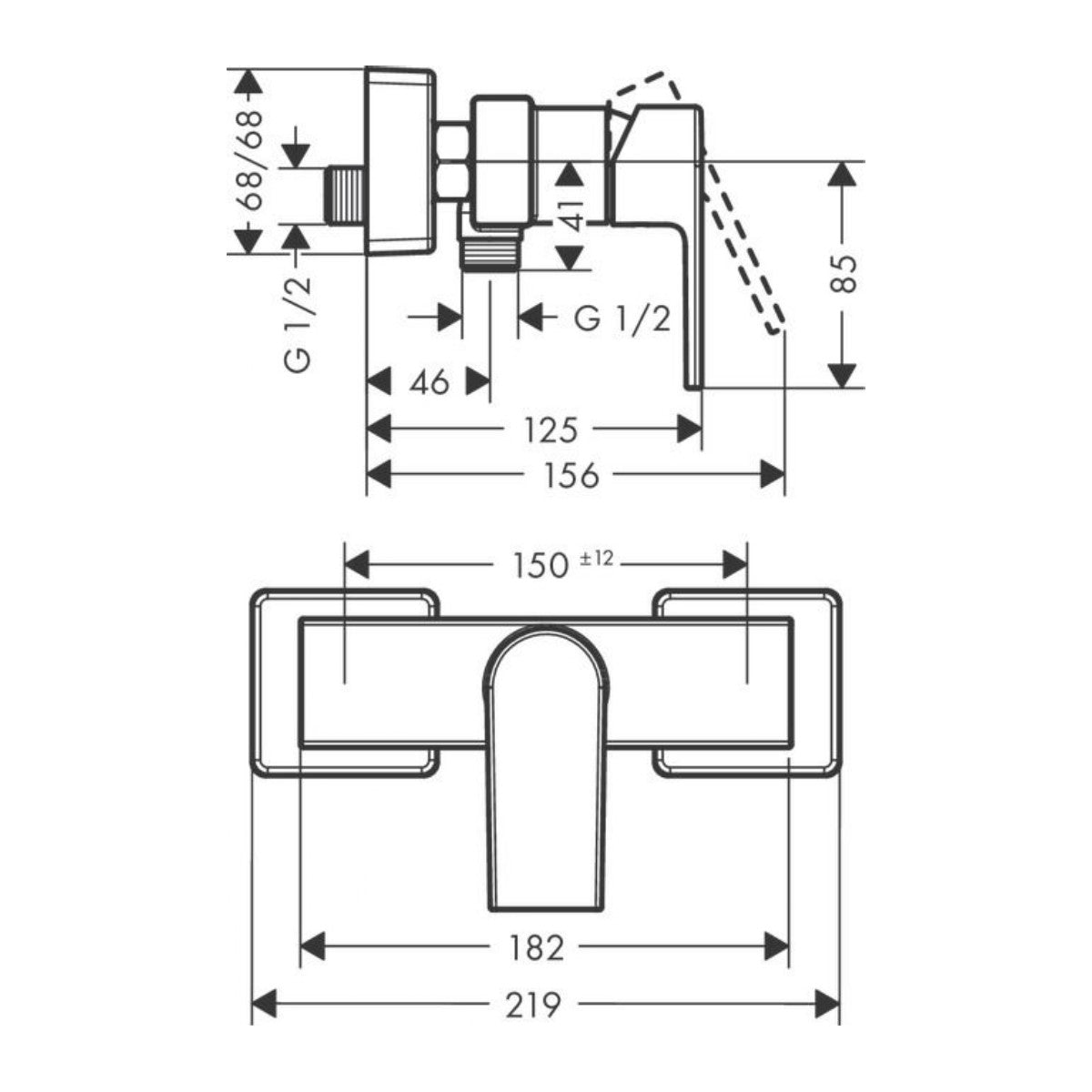 Armature 71650000 Hansgrohe Vernis Shape stenska armatura za tuš | KOPALNICA-ONLINE.SI