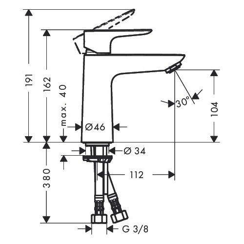 Armature 71711000 Hansgrohe Talis E 110 Click-Clack armatura za umivalnik | KOPALNICA-ONLINE.SI