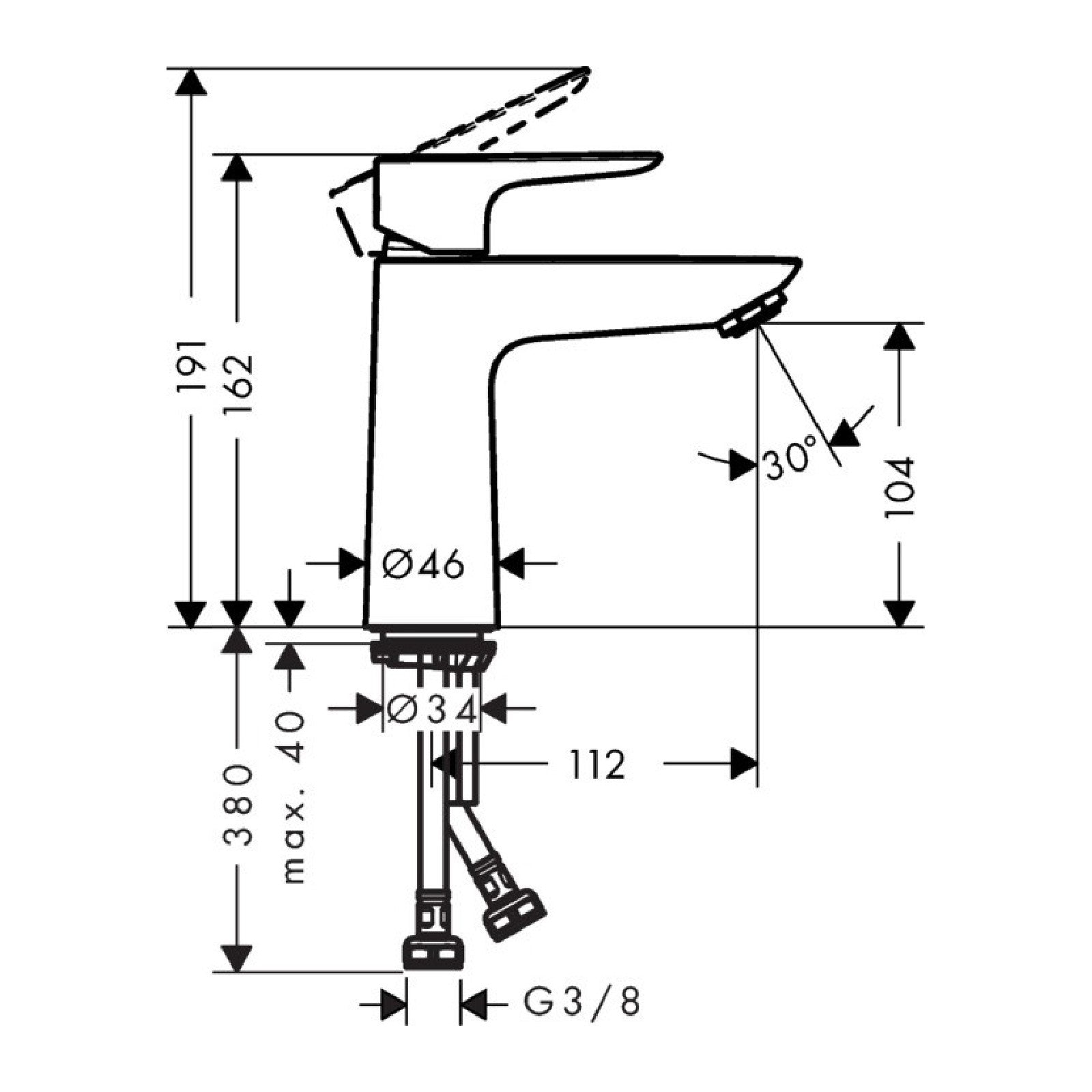 Armature 71714670 Hansgrohe Talis E 110 armatura za umivalnik črna | KOPALNICA-ONLINE.SI
