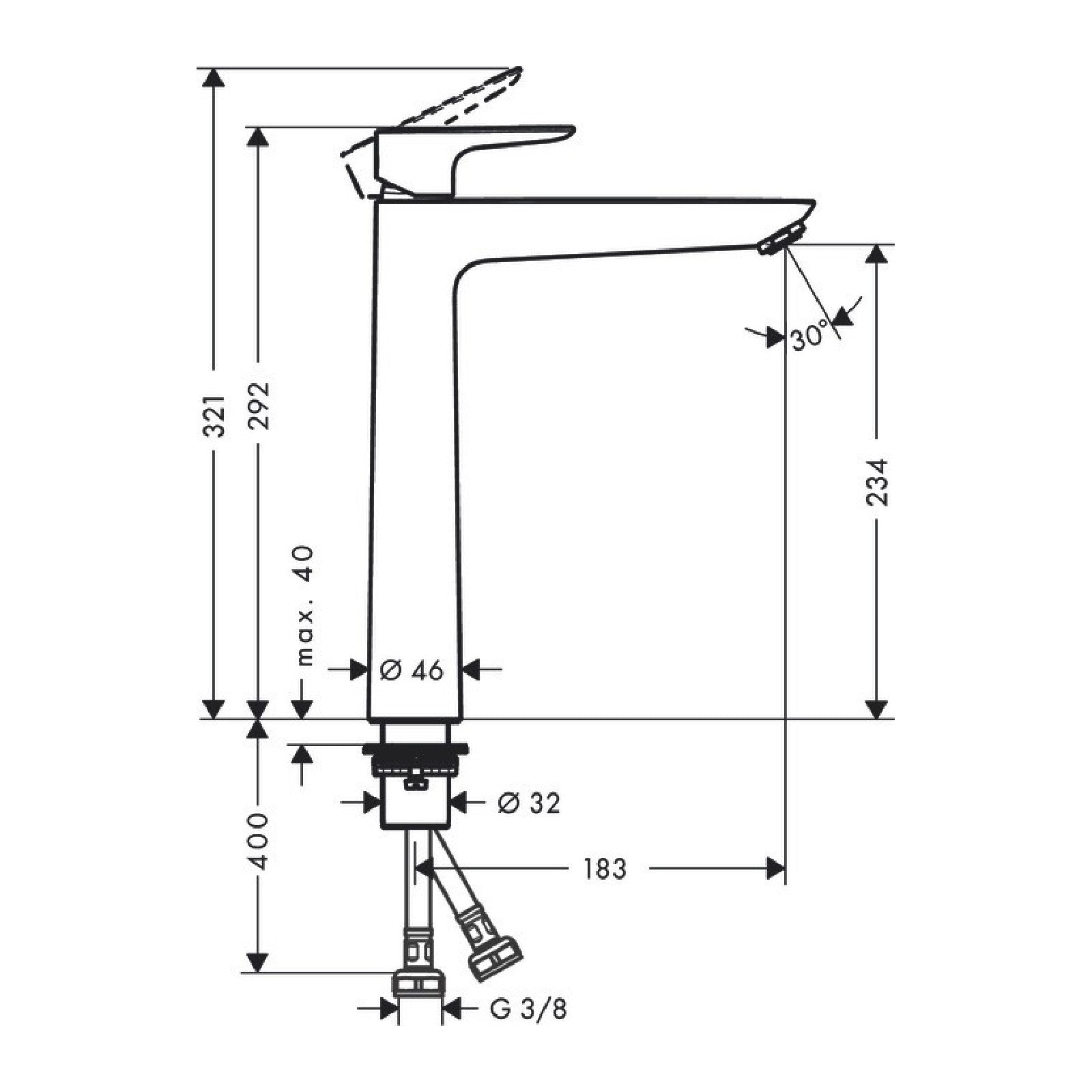 Armature 71717670 Hansgrohe Talis E 240 visoka armatura za umivalnik črna | KOPALNICA-ONLINE.SI