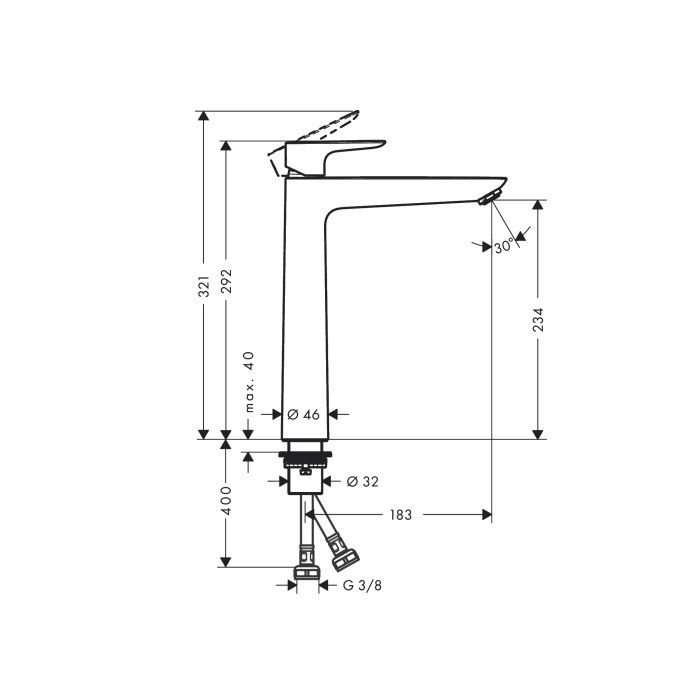 Armature 71717990 Hansgrohe Talis E 240 visoka armatura za umivalnik zlata | KOPALNICA-ONLINE.SI