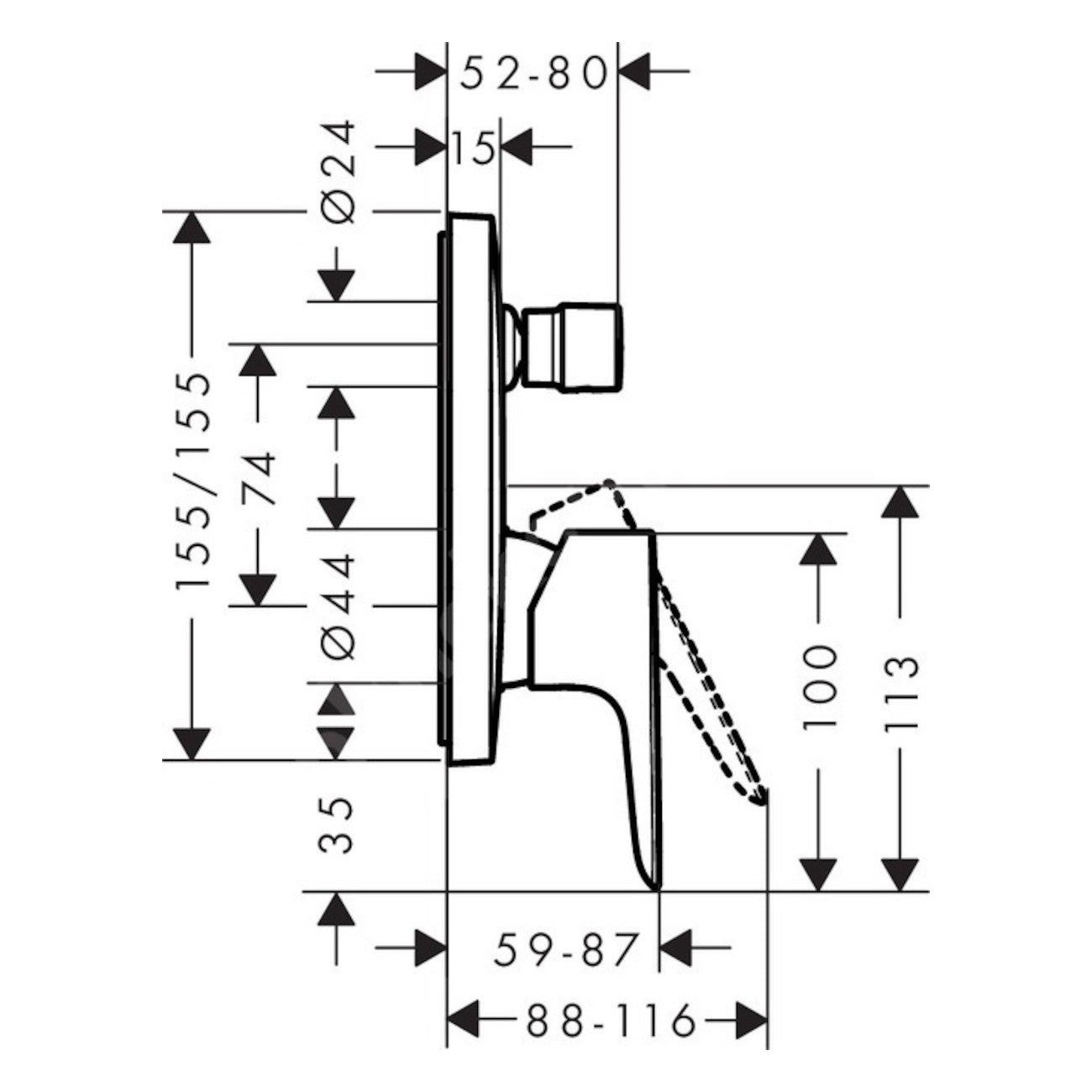 Armature 71745000 Hansgrohe Talis E pokrivna plošča | KOPALNICA-ONLINE.SI