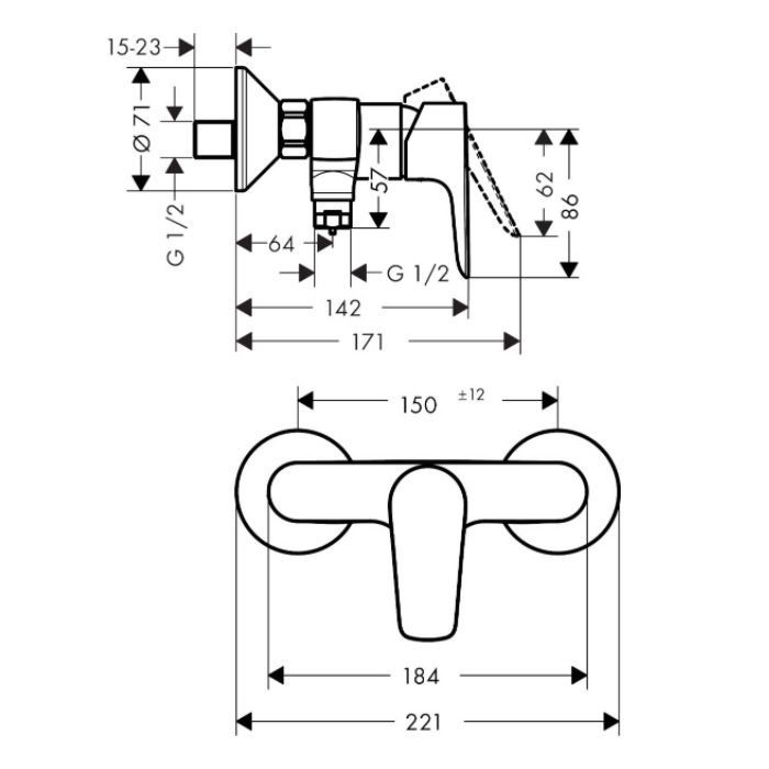 Armature 71760990 Hansgrohe Talis E stenska armatura za tuš zlata | KOPALNICA-ONLINE.SI