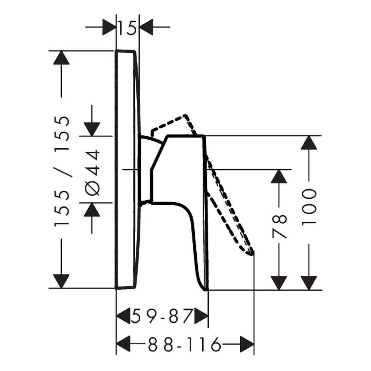 Armature 71765000 Hansgrohe Talis E pokrivna plošča | KOPALNICA-ONLINE.SI