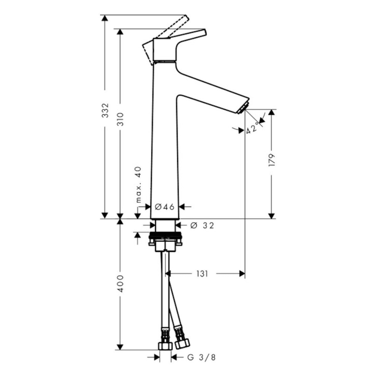 Armature 72032000 Hansgrohe Talis S 190 visoka armatura za umivalnik | KOPALNICA-ONLINE.SI