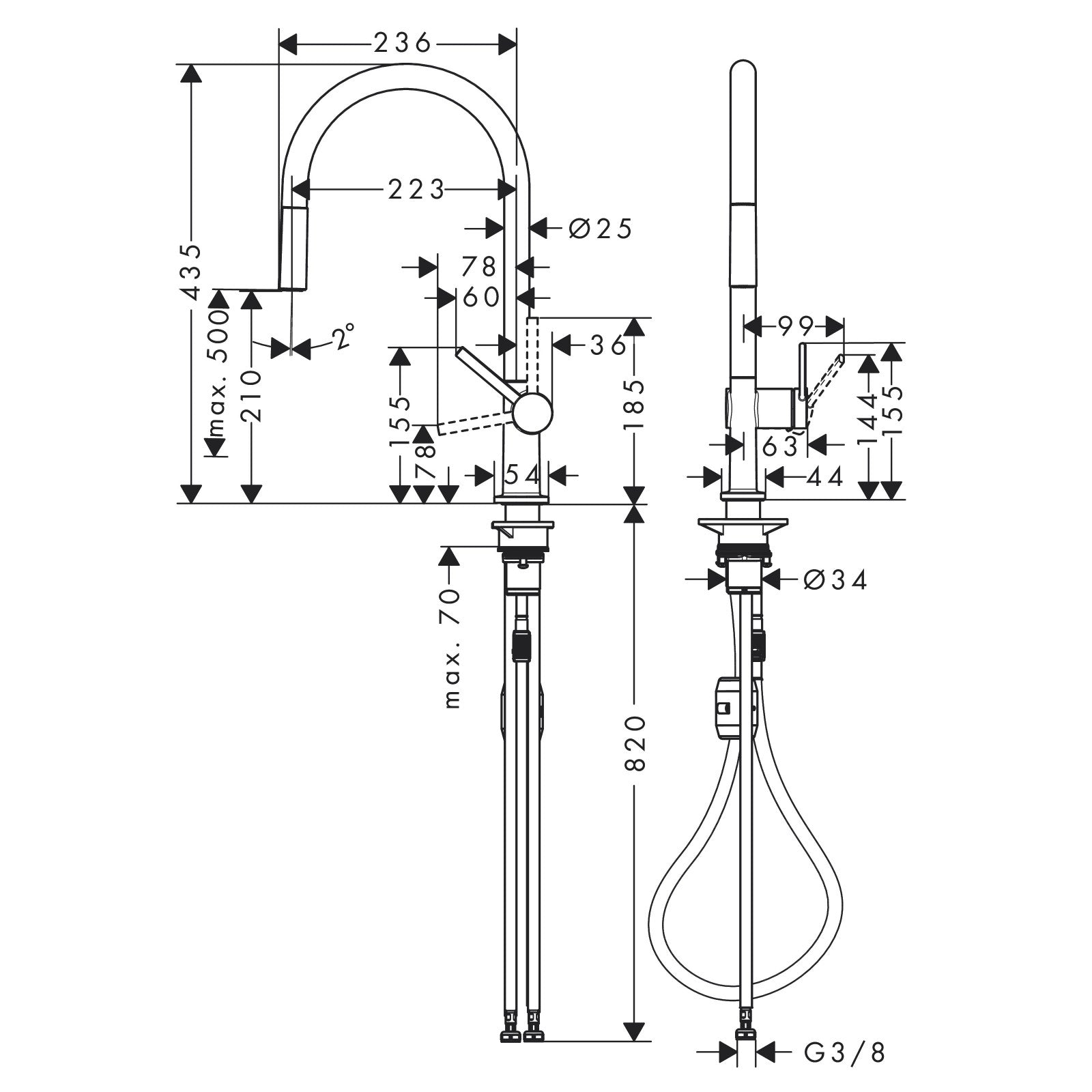 Kuhinjska armatura 72802670 Hansgrohe Talis M54 vrtljiva izvlečna kuhinjska armatura | KOPALNICA-ONLINE.SI