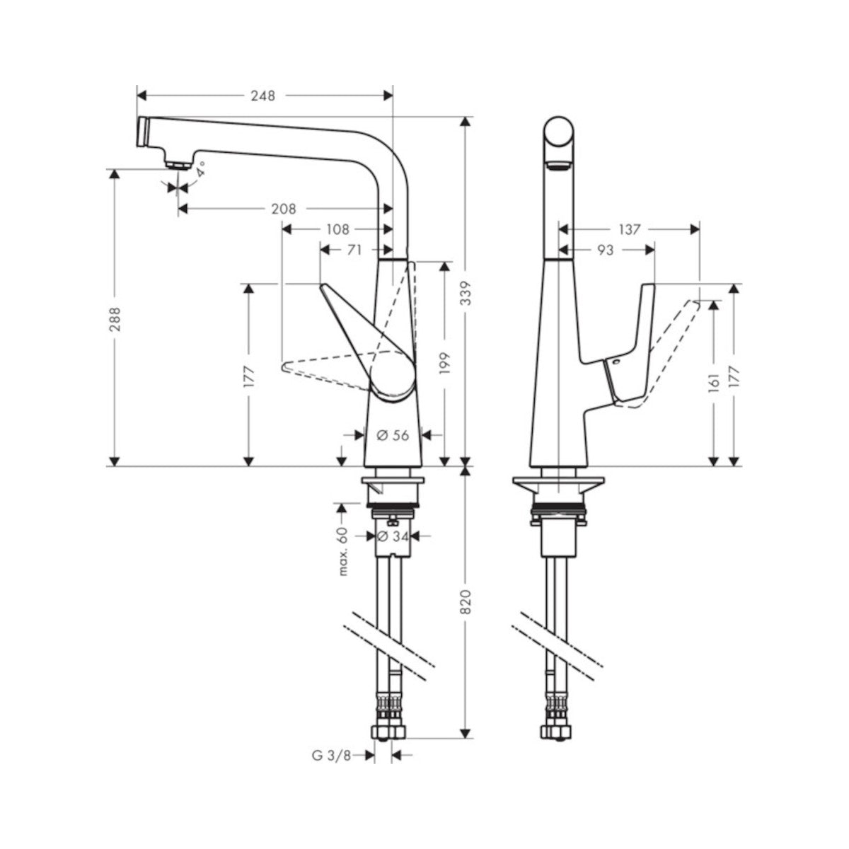Kuhinjska armatura 72820000 Hansgrohe Talis Select M51 vrtljiva kuhinjska armatura z gumbom | KOPALNICA-ONLINE.SI