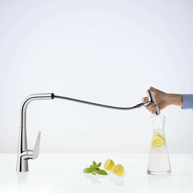 Kuhinjska armatura 72821000 Hansgrohe Talis Select M51 vrtljiva izvlečna kuhinjska armatura z gumbom | KOPALNICA-ONLINE.SI