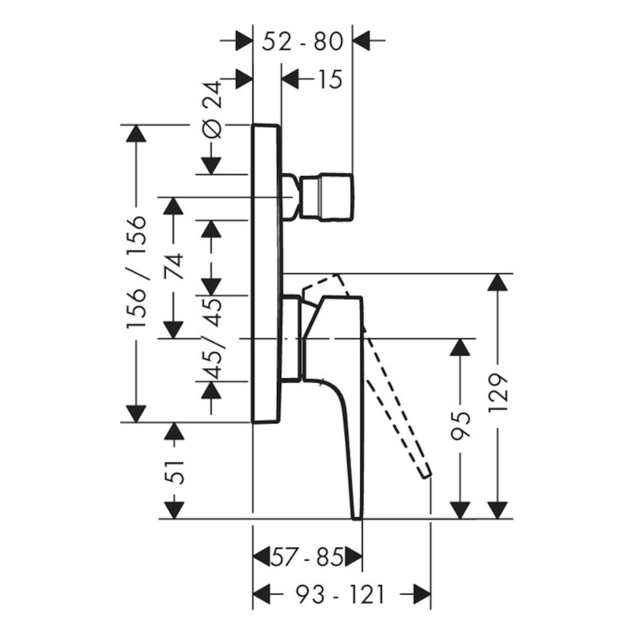 Armature 74545000 Hansgrohe Metropol pokrivna plošča | KOPALNICA-ONLINE.SI