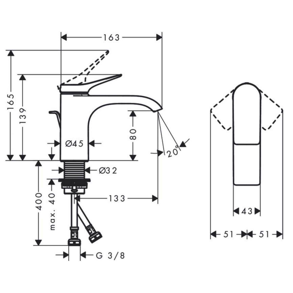 Armature 75010670 Hansgrohe Vivenis 80 armatura za umivalnik | KOPALNICA-ONLINE.SI