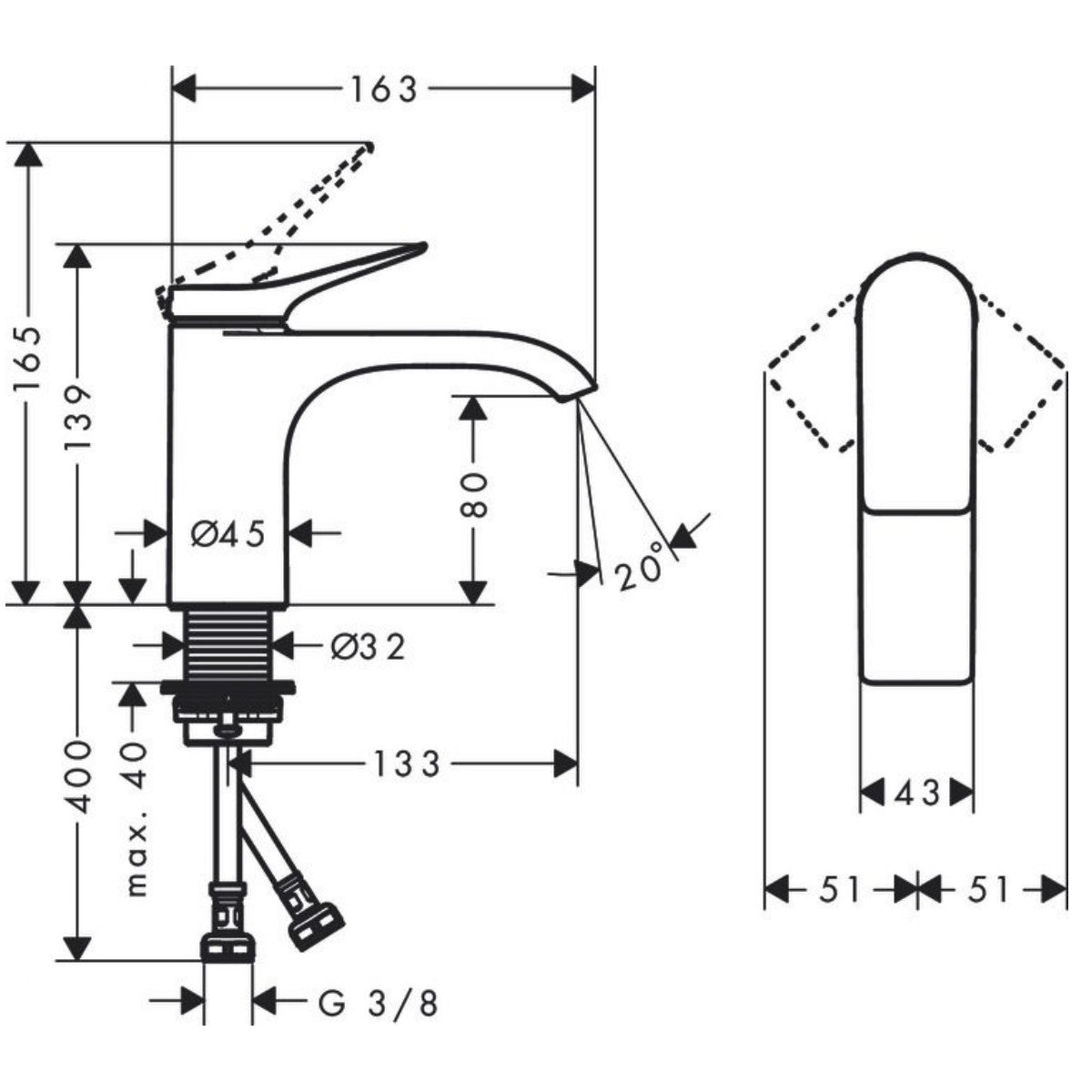 Armature 75012000 Hansgrohe Vivenis 80 armatura za umivalnik | KOPALNICA-ONLINE.SI