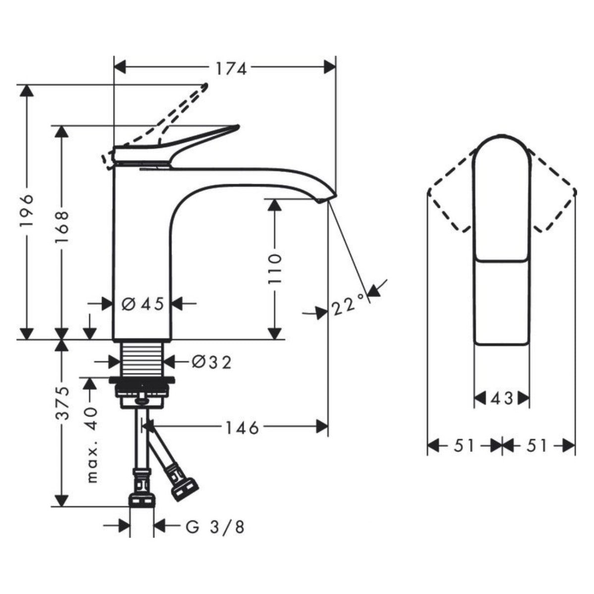 Armature 75022000 Hansgrohe Vivenis 110 armatura za umivalnik | KOPALNICA-ONLINE.SI