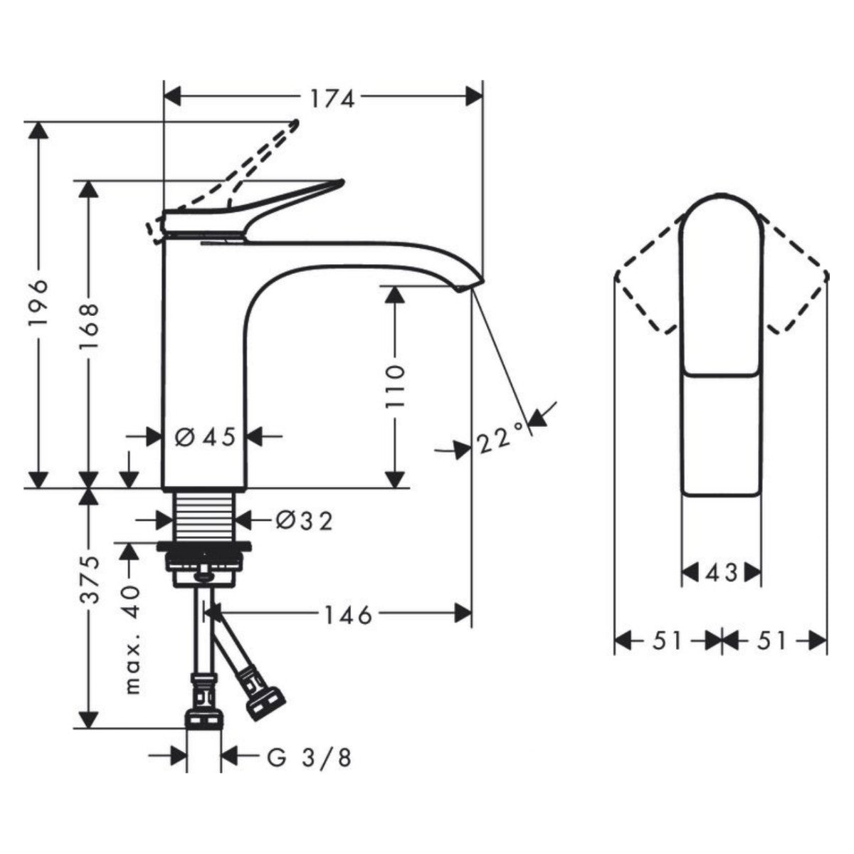 Armature 75022700 Hansgrohe Vivenis 110 armatura za umivalnik | KOPALNICA-ONLINE.SI
