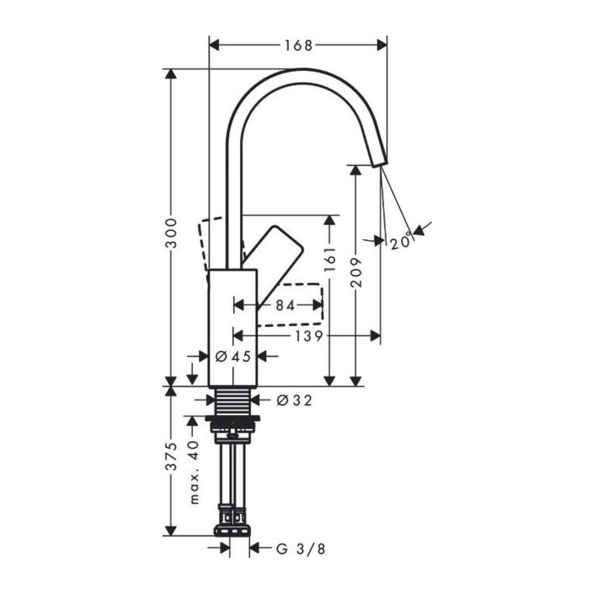 Armature 75032670 Hansgrohe Vivenis visoka vrtljiva armatura za umivalnik | KOPALNICA-ONLINE.SI