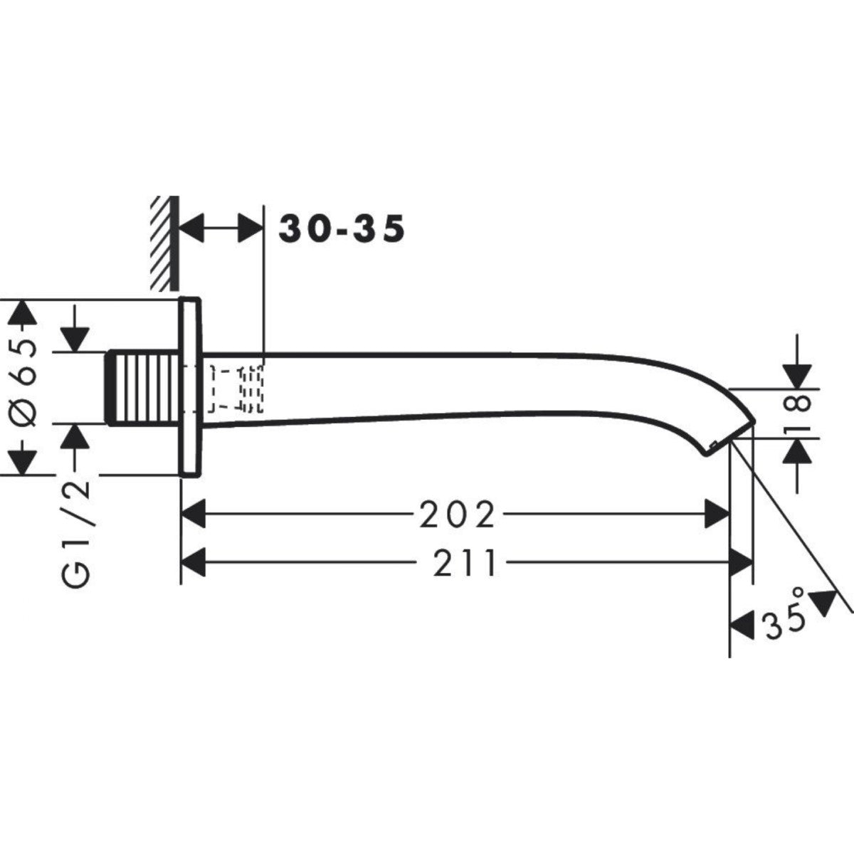 Armature 75410670 Hansgrohe Vivenis stenski izliv za kad ali umivalnik | KOPALNICA-ONLINE.SI