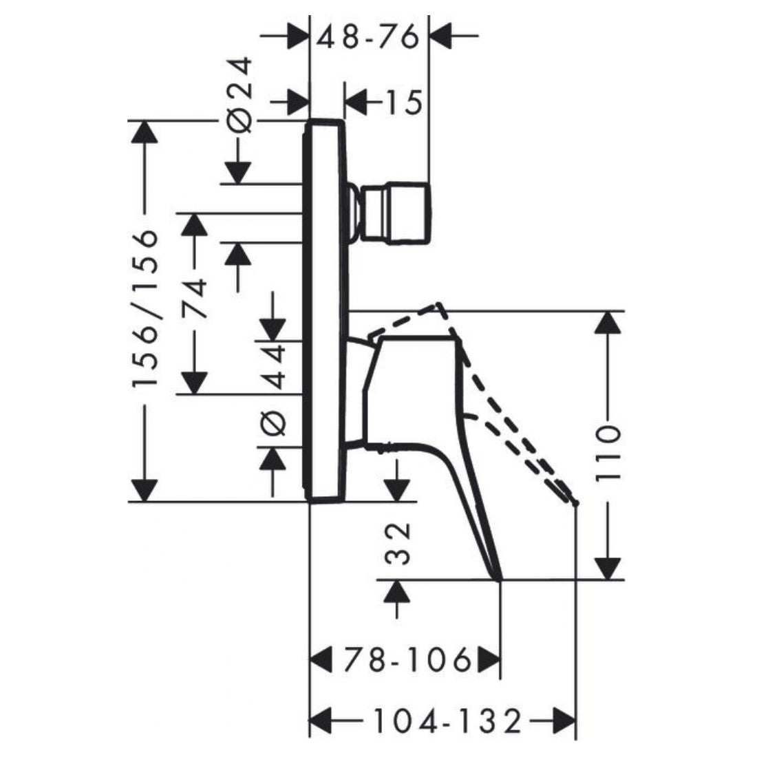 Armature 75416000 Hansgrohe Vivenis EN1717 pokrivna plošča | KOPALNICA-ONLINE.SI