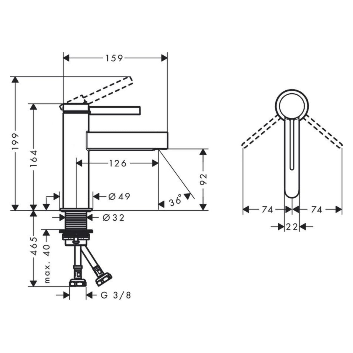 Armature 76010000 Hansgrohe Finoris 100 Click-Clack armatura za umivalnik | KOPALNICA-ONLINE.SI