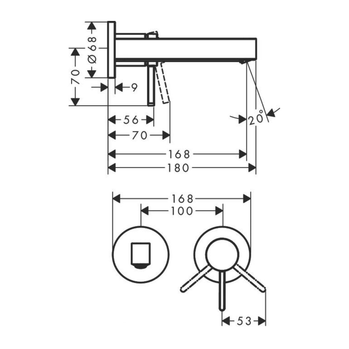 Armature 76051670 Hansgrohe Finoris podometna armatura za umivalnik črna | KOPALNICA-ONLINE.SI