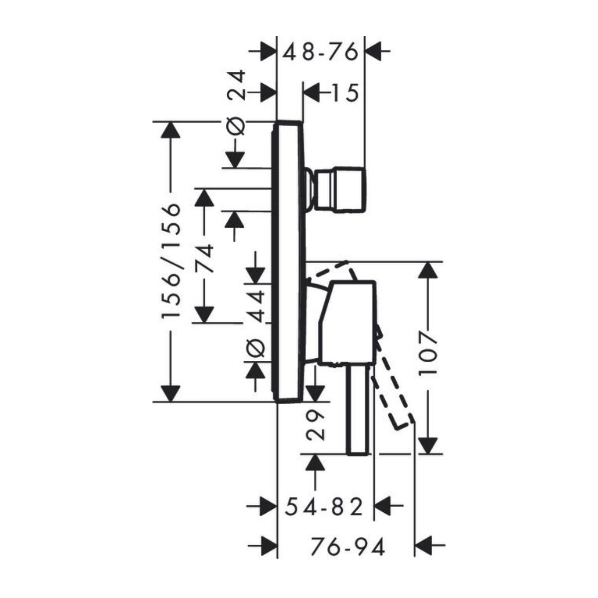 Armature 76415670 Hansgrohe Finoris pokrivna plošča črna | KOPALNICA-ONLINE.SI
