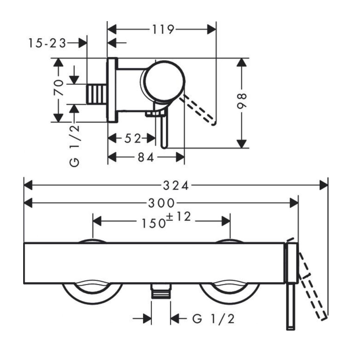 Armature 76620670 Hansgrohe Finoris stenska armatura za tuš črna | KOPALNICA-ONLINE.SI
