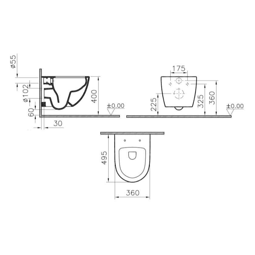 WC školjke 7747-003-0075 Vitra Shift viseča brezrona WC školjka | KOPALNICA-ONLINE.SI