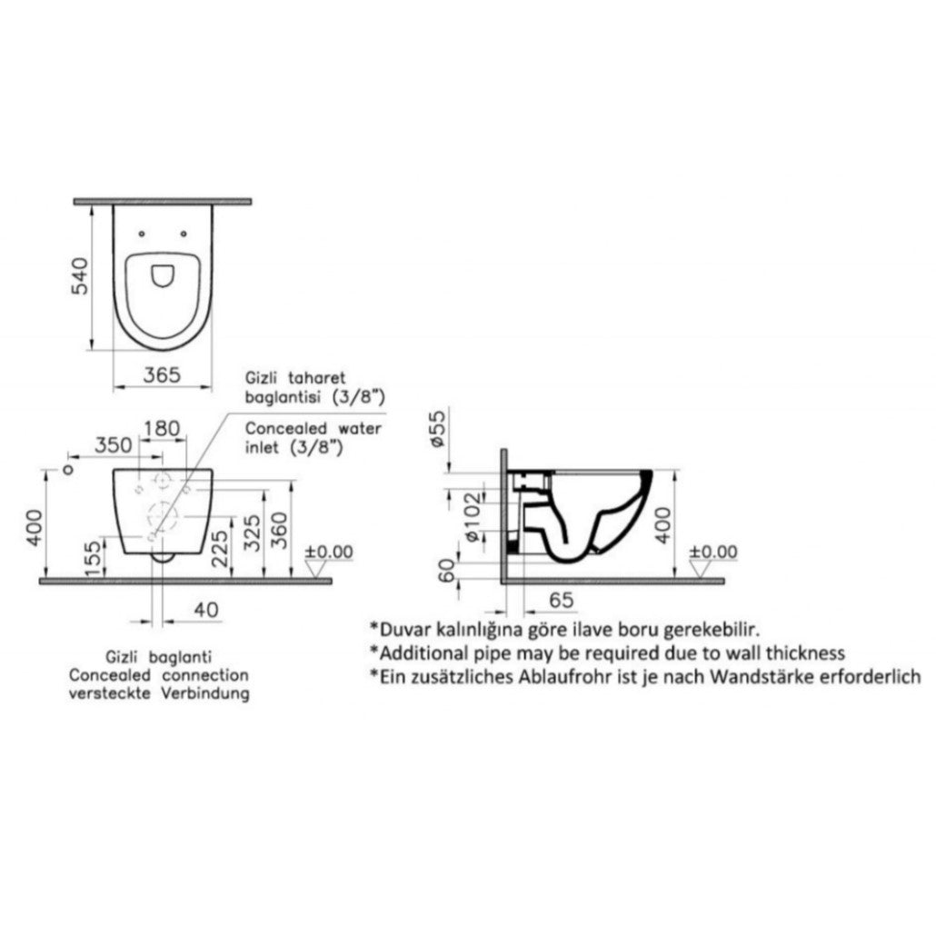 WC školjke 7748B083-0075 Vitra Sento viseča brezrobna WC školjka črna z mat zaključkom | KOPALNICA-ONLINE.SI