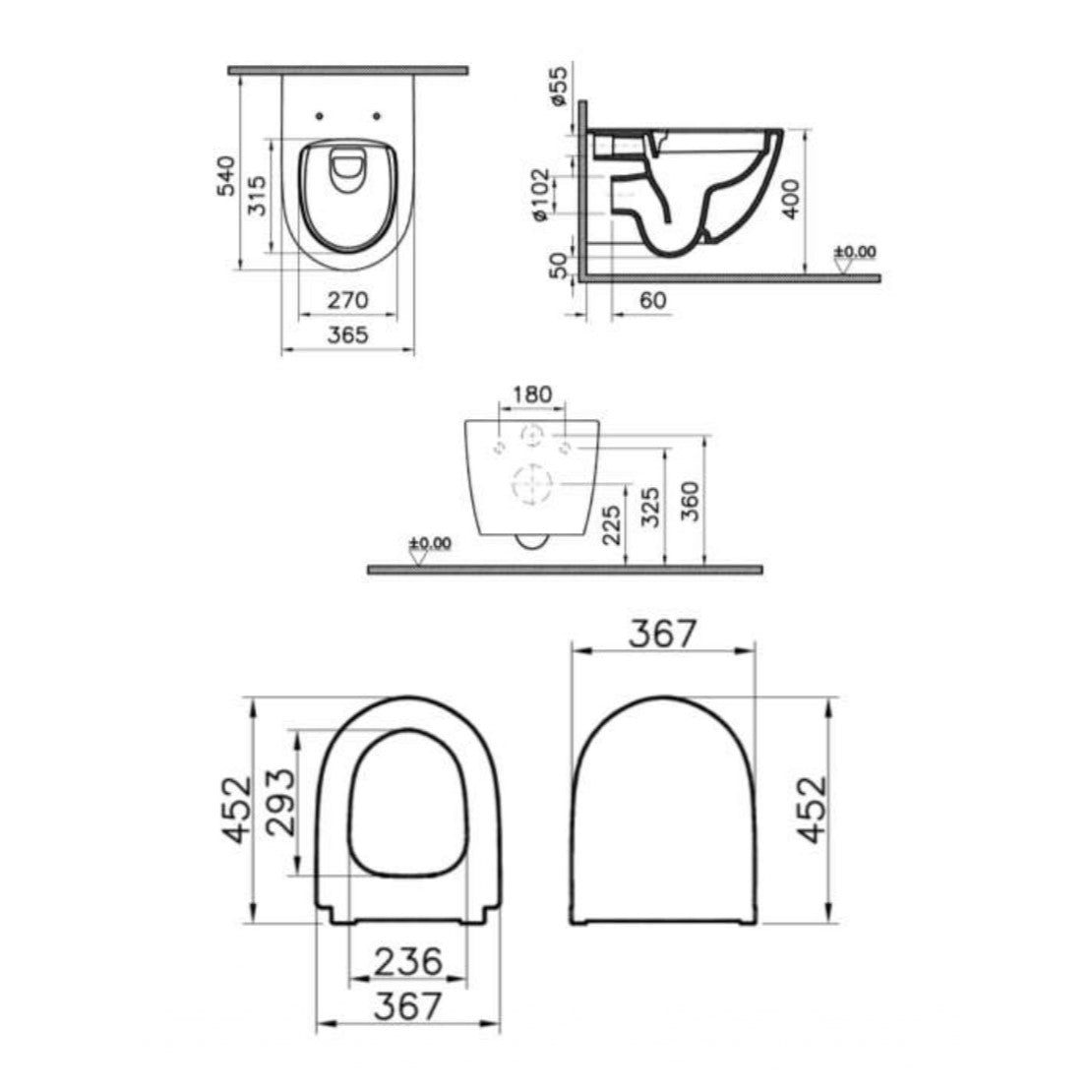 WC školjke 7848-083-6147 Vitra Sento SmoothFlush viseča brezrobna WC školjka črna z WC desko s počasnim zapiranjem | KOPALNICA-ONLINE.SI