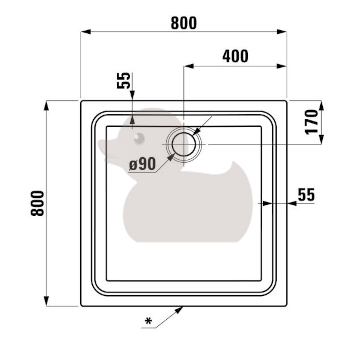 Tuš kadi 8.5272.1.000.000.3 JIKA 80 x 80 cm kvadratna keramična tuš kad | KOPALNICA-ONLINE.SI