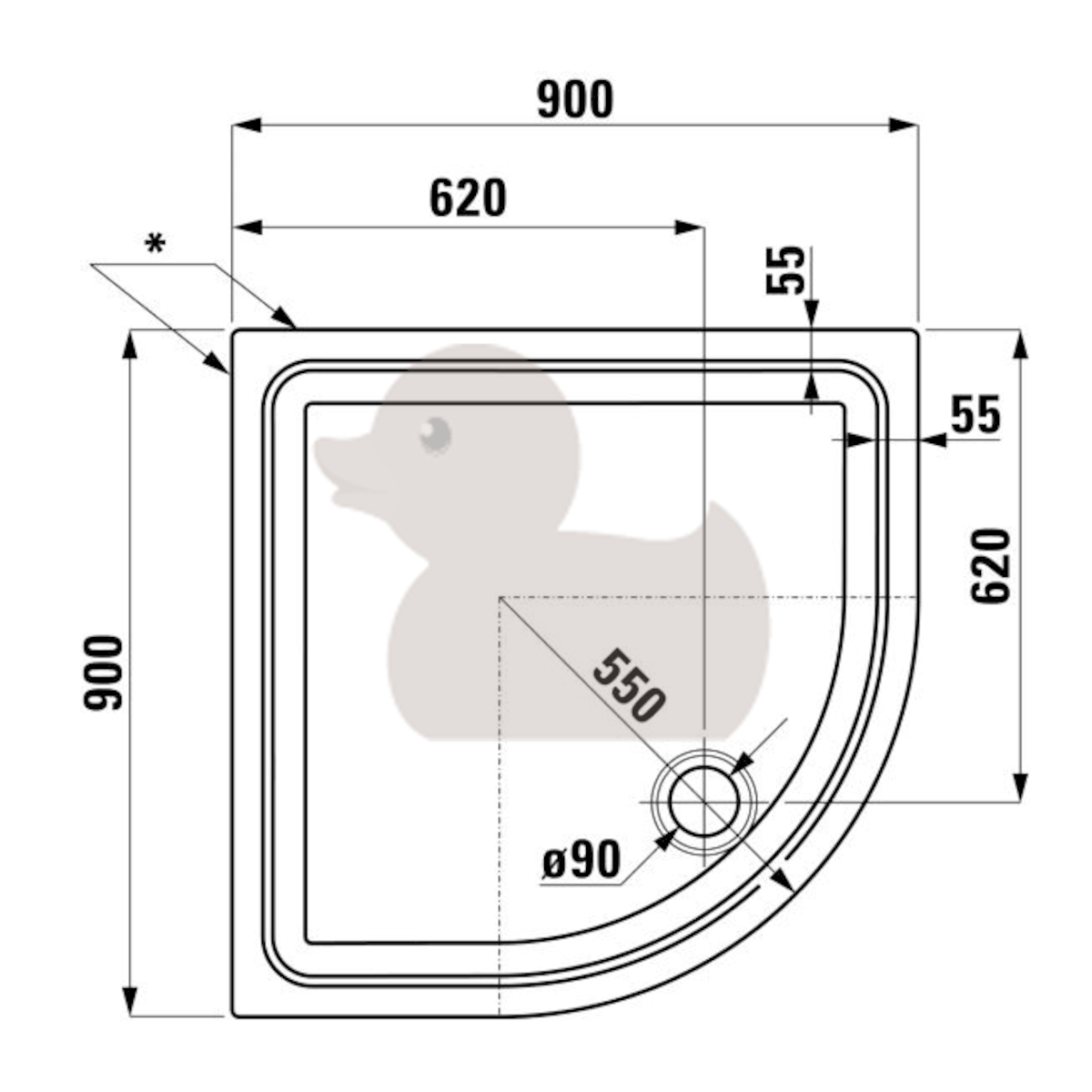 Tuš kadi 8.5372.3.000.000.3 JIKA 90 x 90 cm polkrožna keramična tuš kad | KOPALNICA-ONLINE.SI