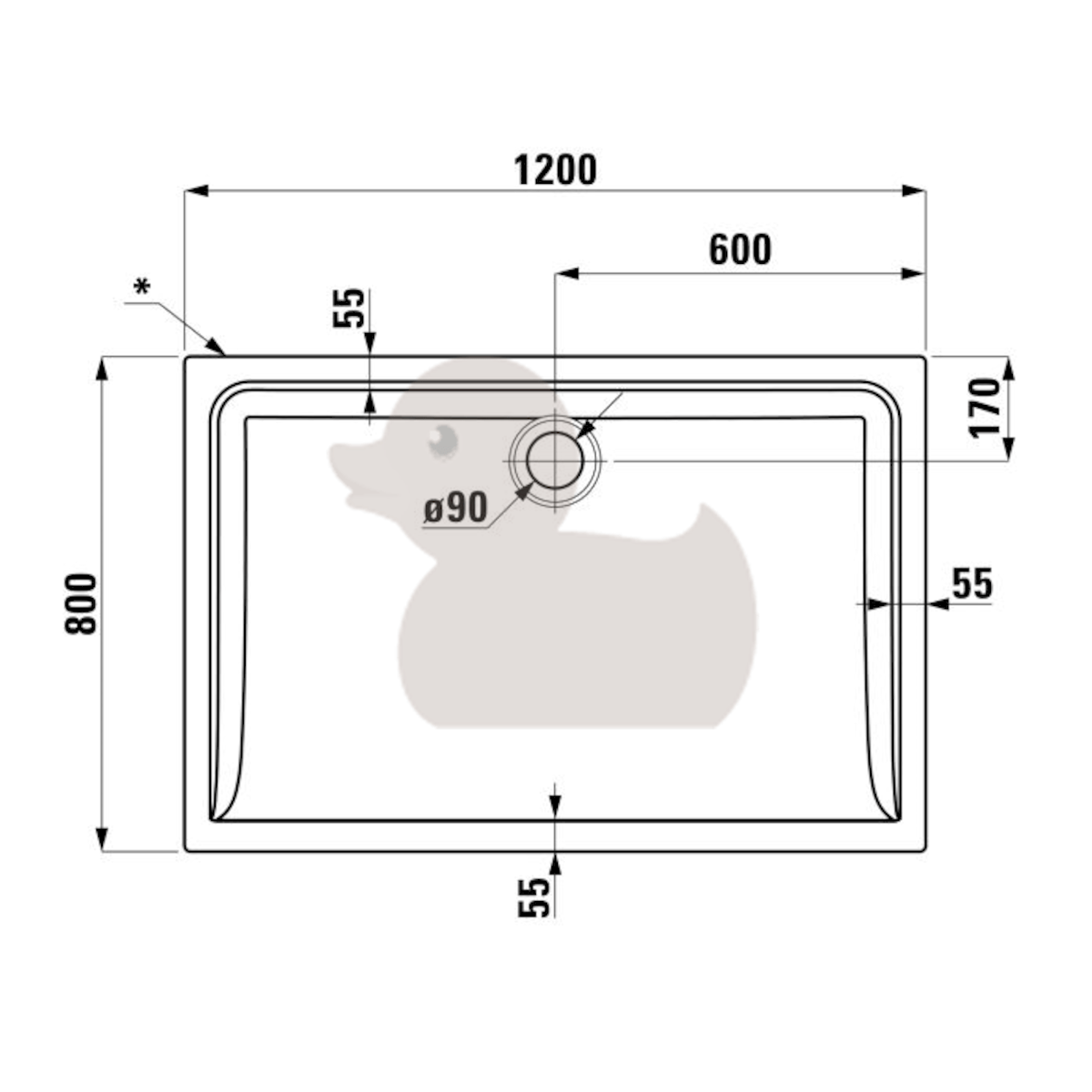 Tuš kadi 8.5472.3.000.000.3 JIKA 120 x 80 cm pravokotna keramična tuš kad | KOPALNICA-ONLINE.SI