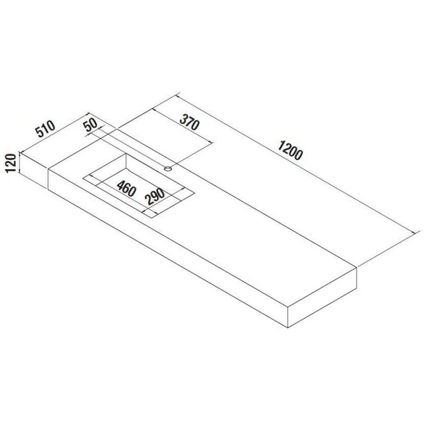Umivalniki 87246 Salgar Compact 120 x 51 cm kamniti stenski umivalnik leva izvedba | KOPALNICA-ONLINE.SI