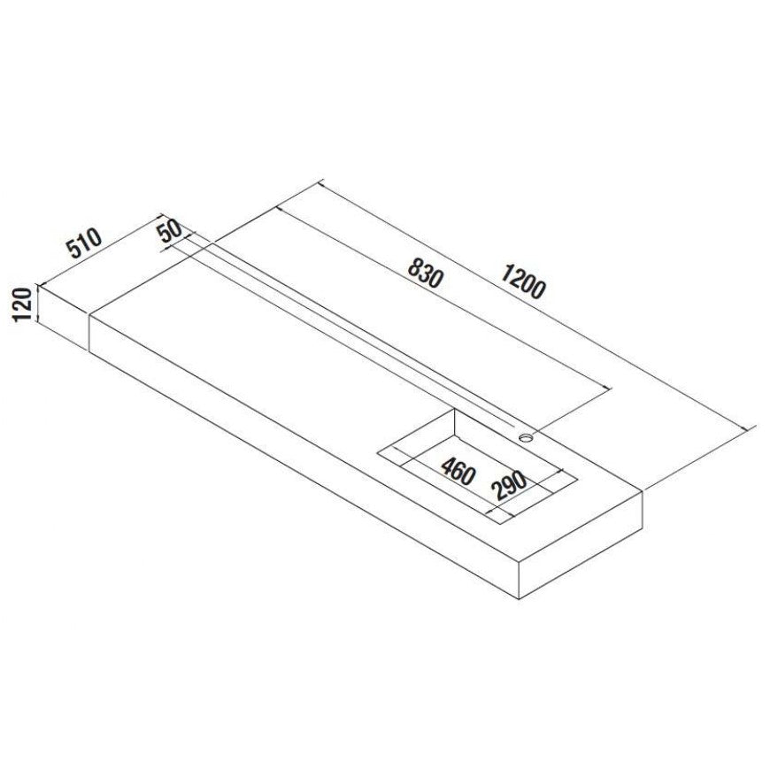 Umivalniki 87247 Salgar Compact 120 x 51 cm kamniti stenski umivalnik desna izvedba | KOPALNICA-ONLINE.SI