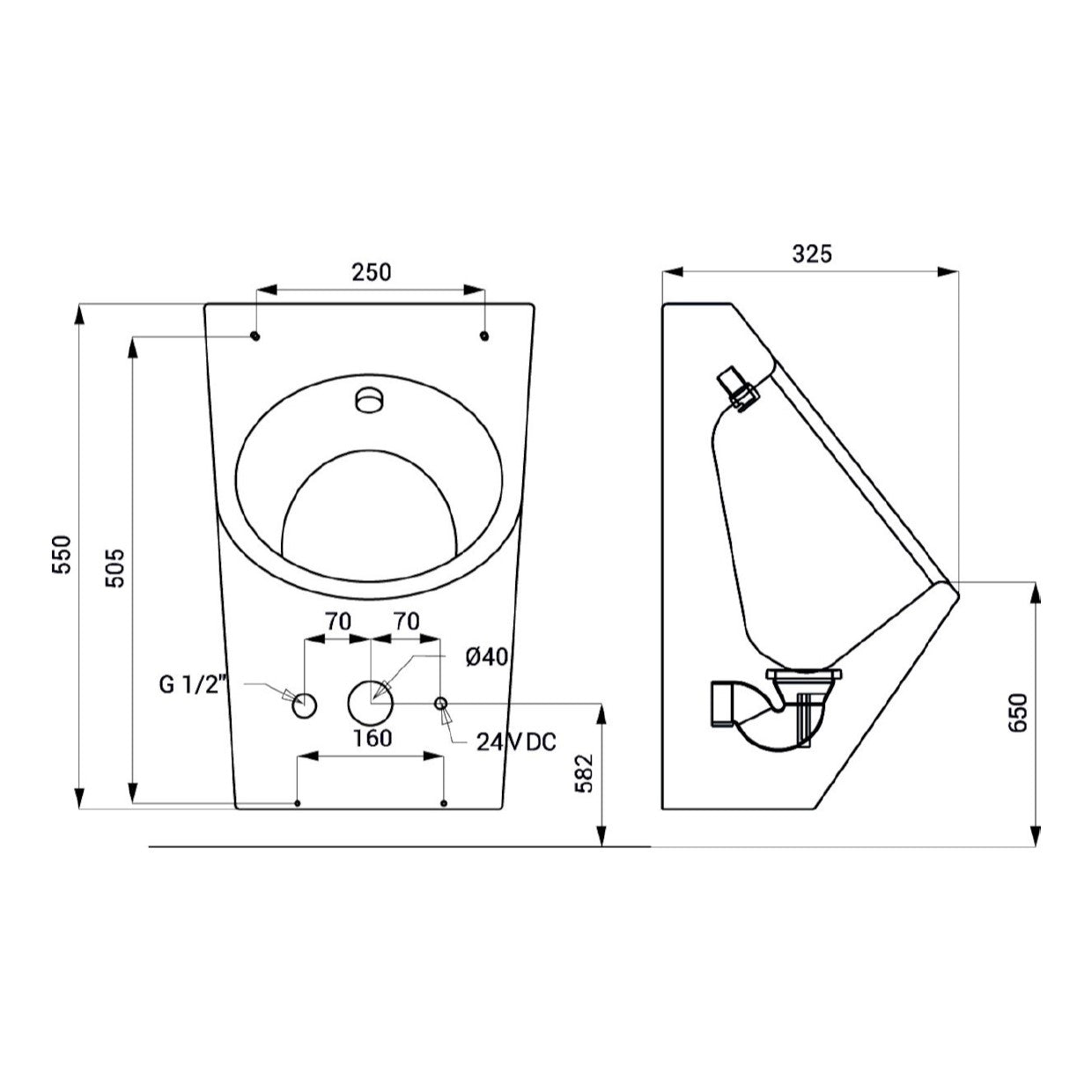 Pisoarji 91070 Sanela SLPN 07 pisoar iz nerjavnega jekla Anti Vandalism | KOPALNICA-ONLINE.SI