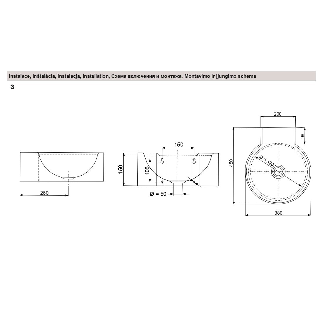 Umivalniki 93170 Sanela SLUN 17 38 x 45 cm stenski umivalnik iz nerjavnega jekla Anti Vandalism brez odprtine za armaturo | KOPALNICA-ONLINE.SI