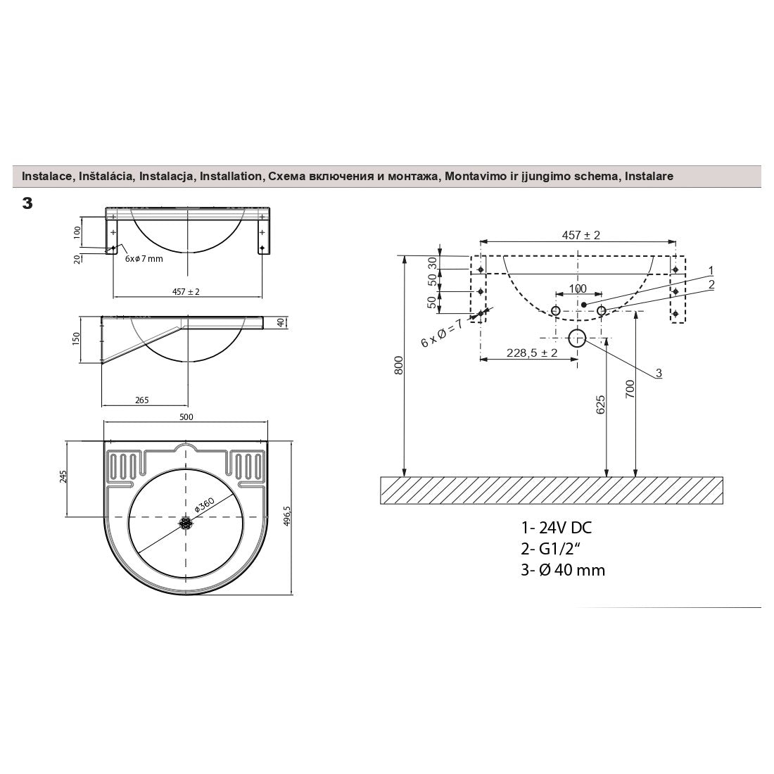 Umivalniki 93470 Sanela SLUN 47 50 x 15 cm stenski umivalnik iz nerjavnega jekla Anti Vandalism brez odprtine za armaturo | KOPALNICA-ONLINE.SI