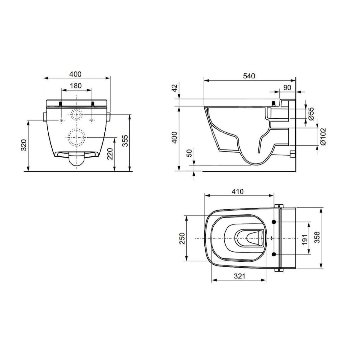 WC školjke 9700200 in 9700600 TECE One higijenska brezrobna WC školjka z WC desko s počasnim zapiranjem | KOPALNICA-ONLINE.SI