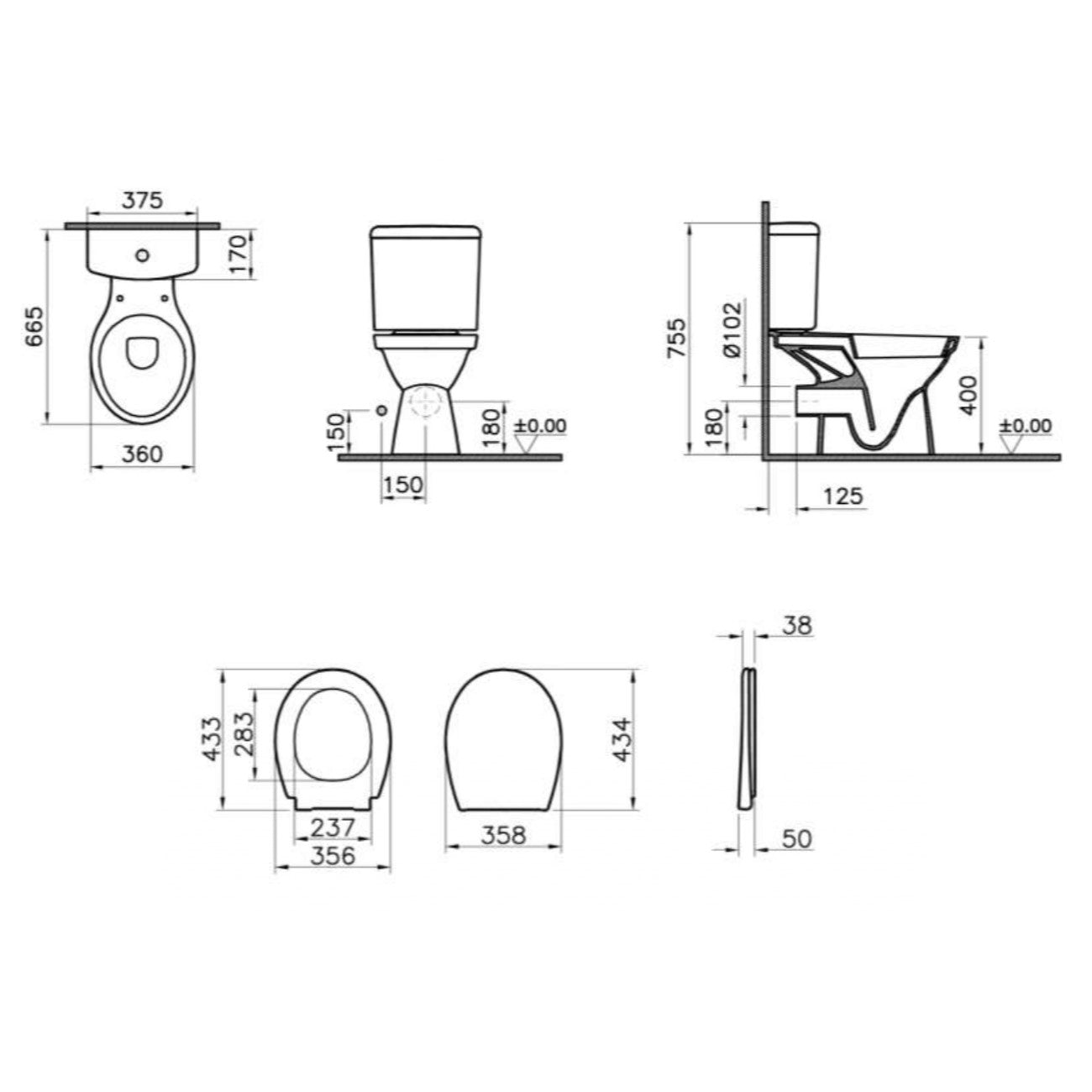 WC školjke 9780-003-7210 Vitra Normus talna WC školjka monoblok z WC desko s počasnim zapiranjem | KOPALNICA-ONLINE.SI