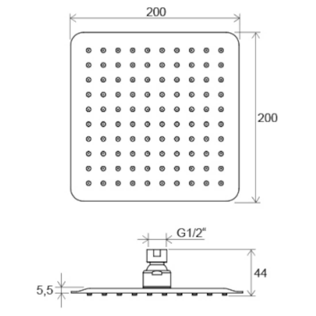 X07P334 Ravak Chrome 20 cm x 20 cm nadglavna prha