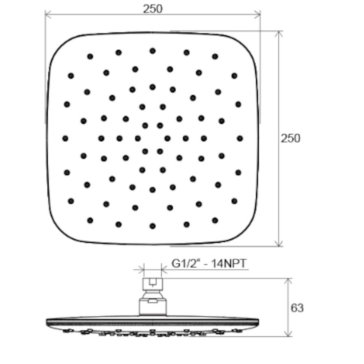 X07P347 Ravak ABS 25 cm x 25 cm nadglavna prha