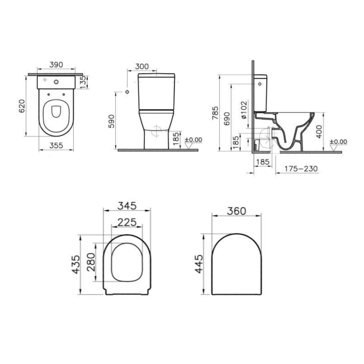 WC školjke 9859-003-7202 Vitra Integra talna brezrobna WC školjka monoblok z WC desko s počasnim zapiranjem | KOPALNICA-ONLINE.SI