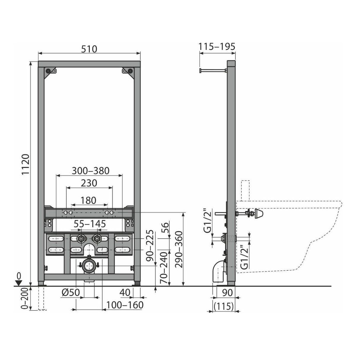 Podometni splakovalniki A105/1120 Alcaplast suhomontažni element za bide | KOPALNICA-ONLINE.SI
