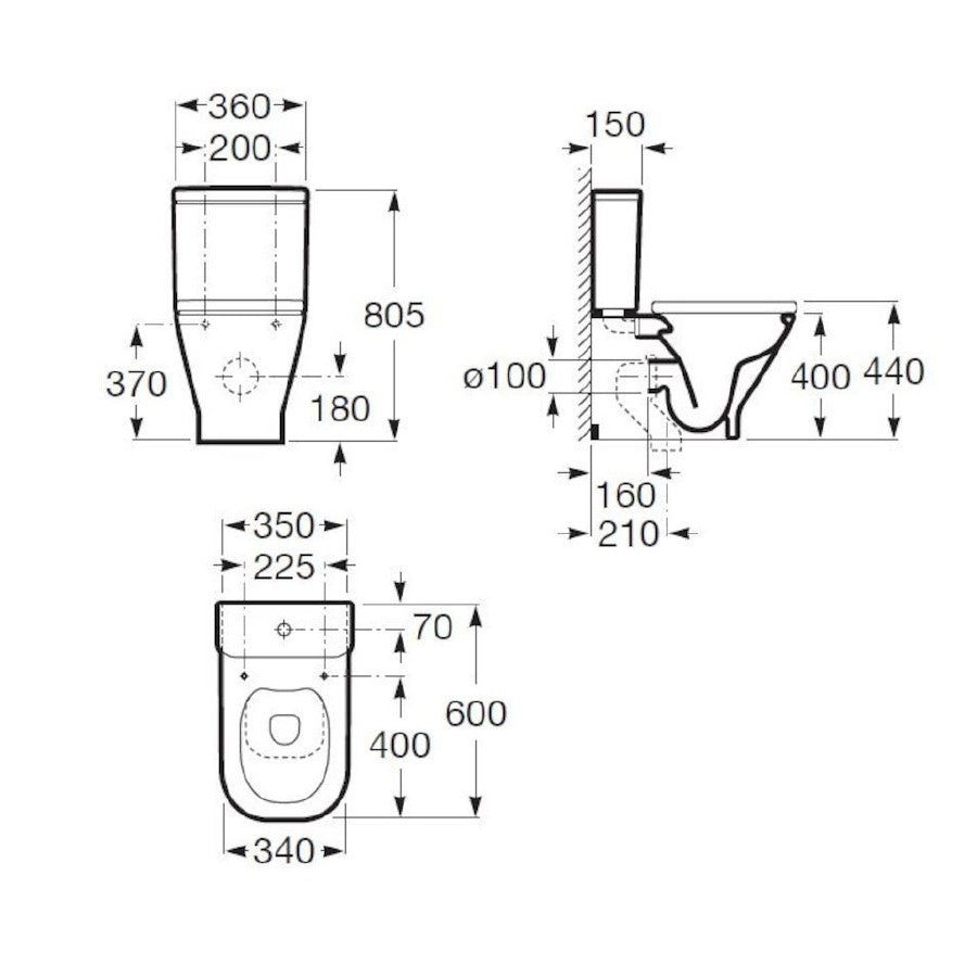 WC školjke A34273700H Roca The Gap talna brezrobna WC školjka monoblok | KOPALNICA-ONLINE.SI