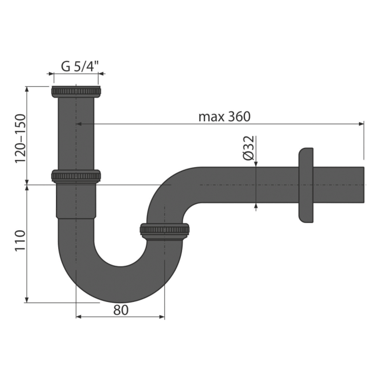 Sifoni A4320BLACK Alcaplast sifon za umivalnik spodnji del črni z mat zaključkom | KOPALNICA-ONLINE.SI