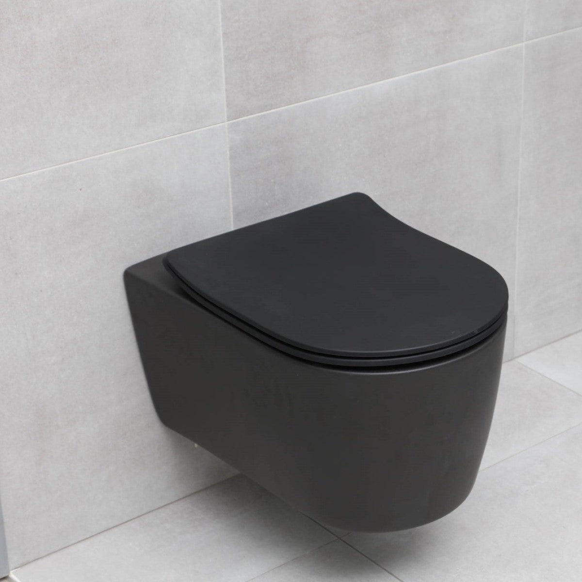 WC školjke AL010BL Glacera Alfa viseča brezrobna WC školjka črna z mat zaključkom | KOPALNICA-ONLINE.SI