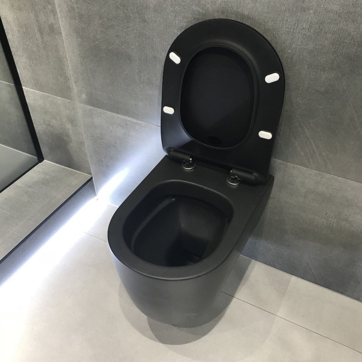 WC školjke AL010BL Glacera Alfa viseča brezrobna WC školjka črna z mat zaključkom | KOPALNICA-ONLINE.SI