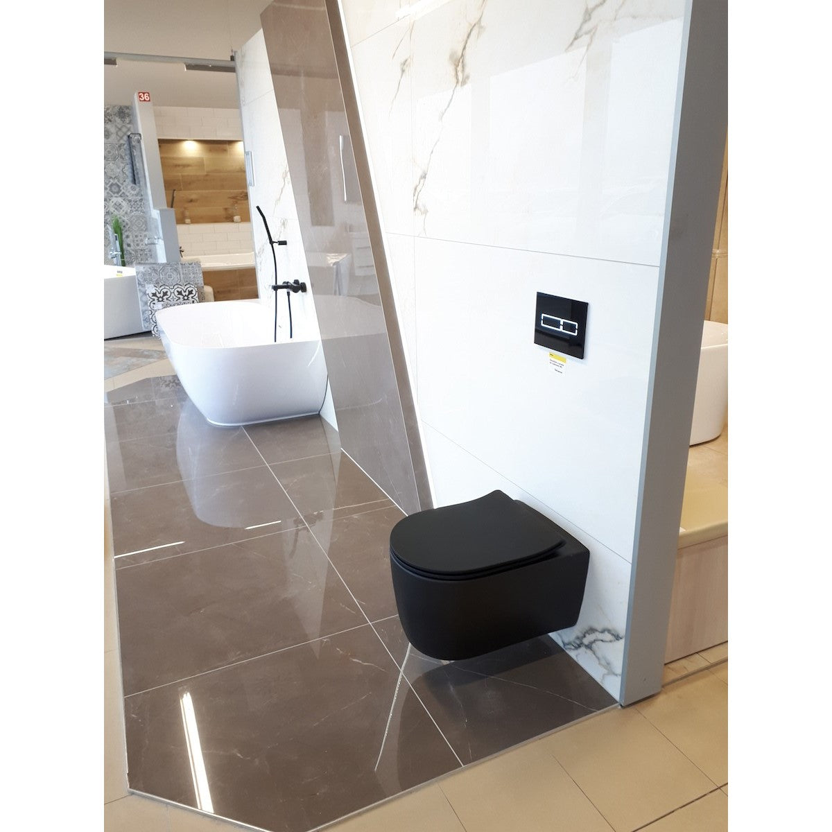 WC školjke AL010BL Glacera Alfa viseča brezrobna WC školjka črna z mat zaključkom | KOPALNICA-ONLINE.SI