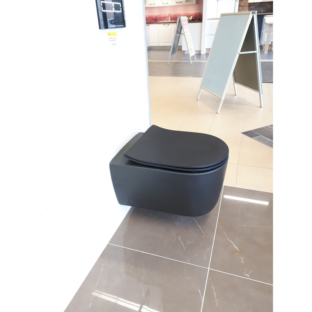 WC školjke AL010BL Glacera Alfa viseča brezrobna WC školjka črna z mat zaključkom | KOPALNICA-ONLINE.SI
