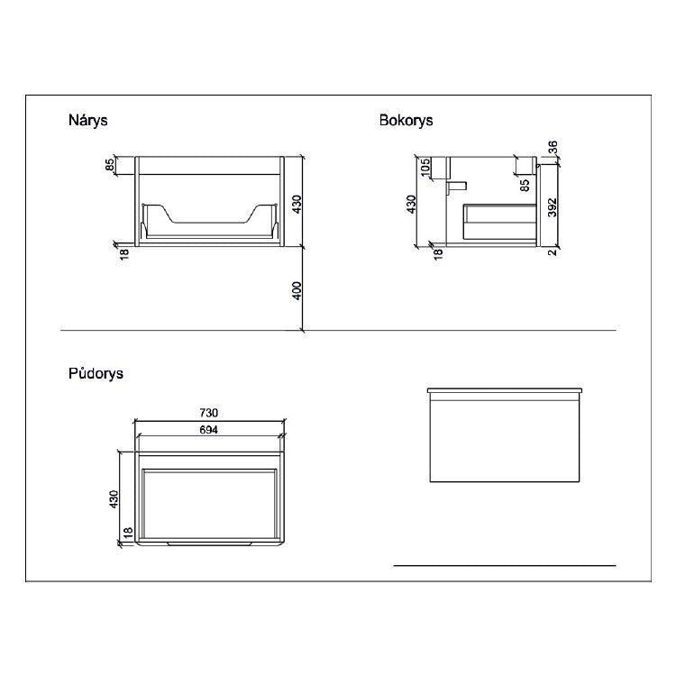 Kopalniško pohištvo ANCONA275DV Naturel Ancona 75 x 46 cm umivalnik z omarico | KOPALNICA-ONLINE.SI