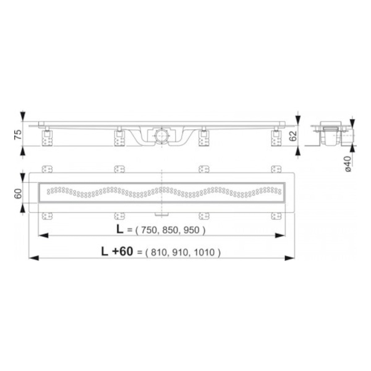Tuš kanalete APZ8-850M Alcaplast 85 cm tuš kanaleta s plastičnim okvirjem | KOPALNICA-ONLINE.SI