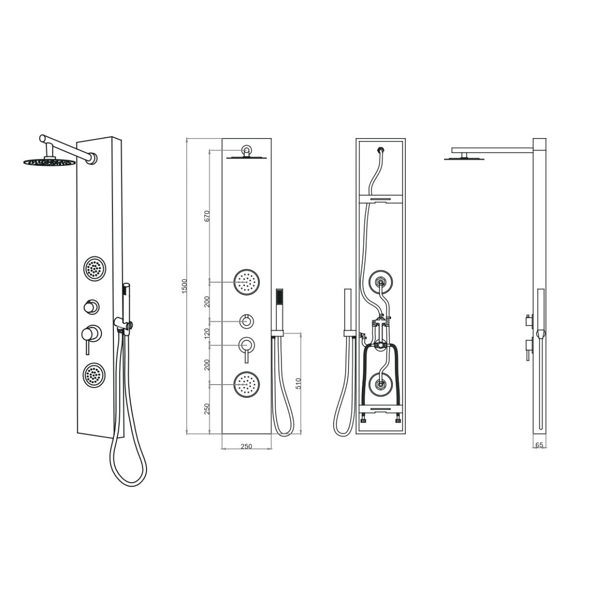 Tuš paneli BAMBOOSHOWER Anima Bamboo masažni tuš panel | KOPALNICA-ONLINE.SI